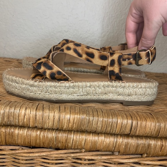 Madewell Malia Espadrille Strappy Sandal in Leopard Calf Hair Sandal Size 8 - Picture 7 of 12